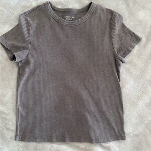 American Eagle Hey Baby Cocoa Ribbed Tee